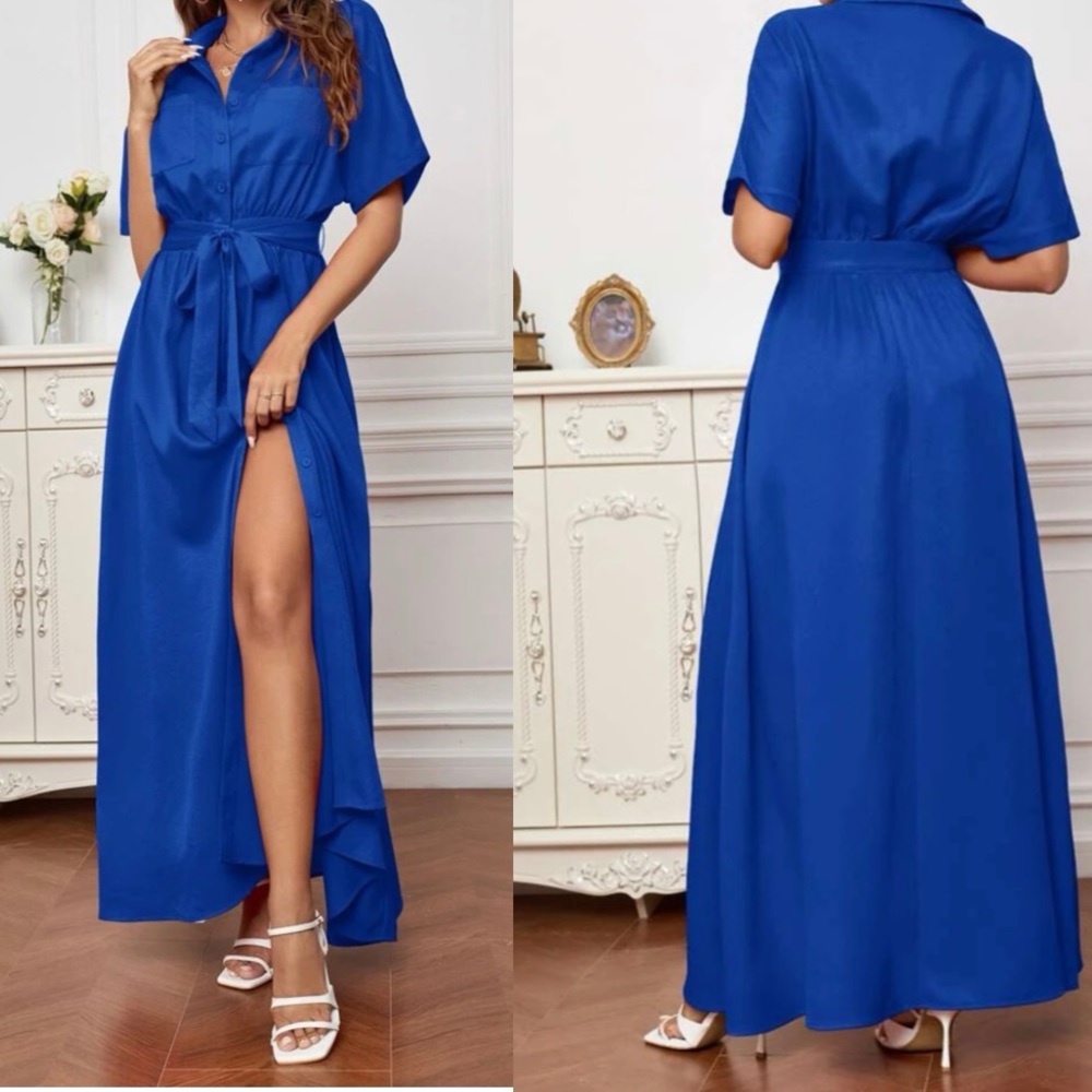 Shein Solid Button Up Shirt Dress